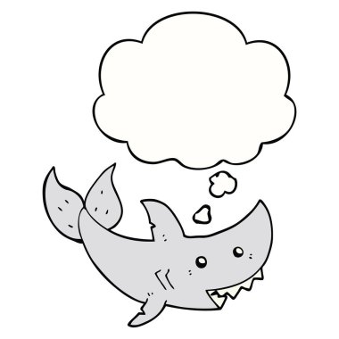 karikatür köpekbalığı ve düşünce balonu
