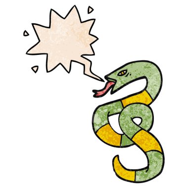 retro doku tarzında karikatür yılan ve konuşma balonu