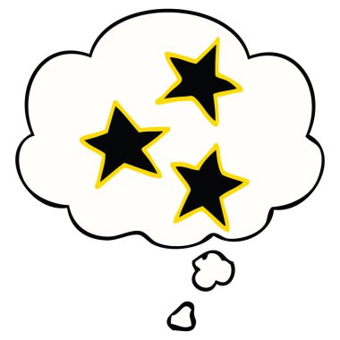 çizgi film yıldızları ve düşünce balonu