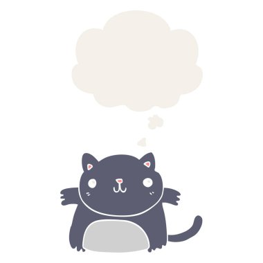 retro tarzında karikatür kedi ve düşünce balonu