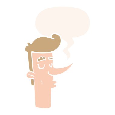 retro tarzı karikatür kibirli adam ve konuşma balonu