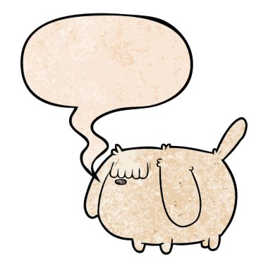 retro doku tarzında sevimli komik karikatür köpek ve konuşma balonu