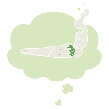 retro tarzında karikatür esrar ortak ve düşünce balonu