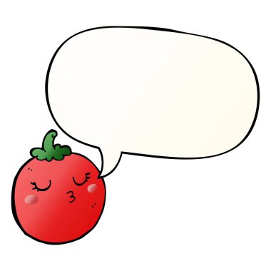 düzgün degrade tarzında karikatür domates ve konuşma balonu