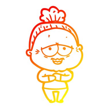 sıcak degrade çizgi çizim karikatür mutlu yaşlı bayan