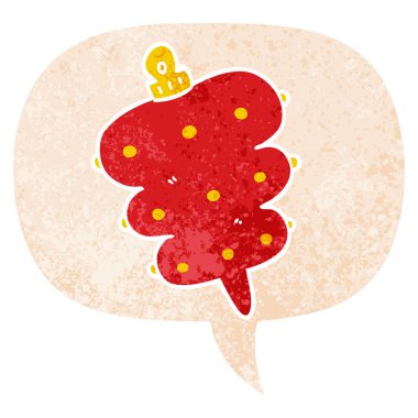 retro dokulu karikatür noel dekorasyon ve konuşma balonu