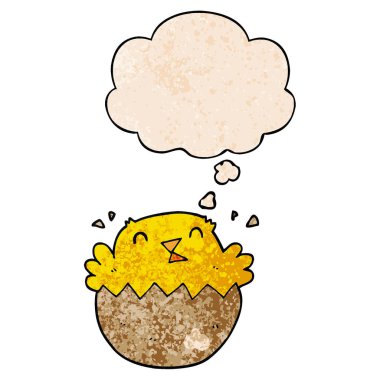 karikatür kuluçka civciv ve grunge doku patt düşünce kabarcık