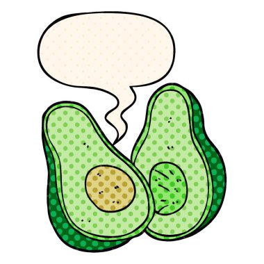 çizgi roman tarzında karikatür avokado ve konuşma balonu