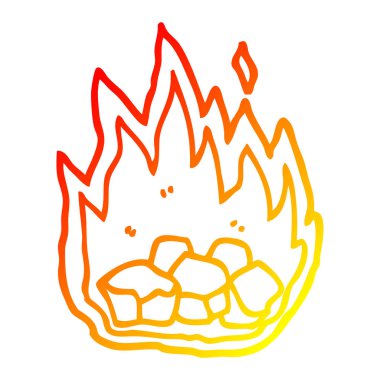 sıcak degrade çizgi çizim karikatür yanan kömürler