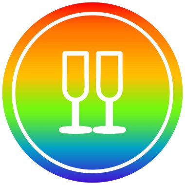 gökkuşağı spektrumlu şampanya bardakları dairesel