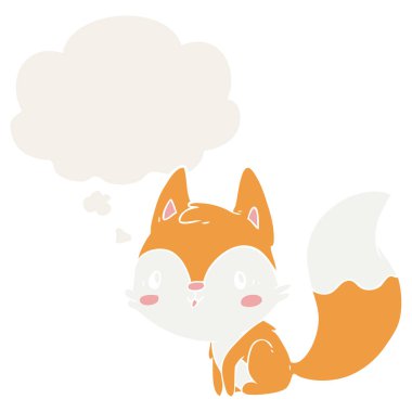 retro tarzında karikatür tilki ve düşünce balonu