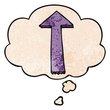 karikatür işaret ok ve grunge doku patt düşünce balonu