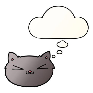 mutlu karikatür kedi ve pürüzsüz degrade tarzında kabarcık düşünce