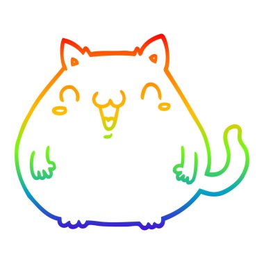 gökkuşağı degrade çizgi çizim karikatür kedi