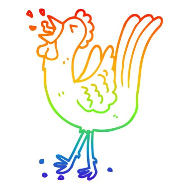 gökkuşağı gradyan çizgi çizim karikatür ötme cockerel