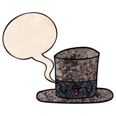 retro doku tarzında karikatür üst şapka ve konuşma balonu