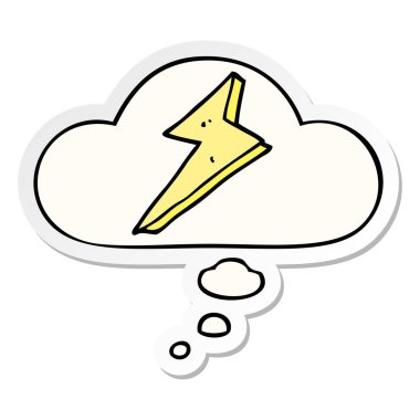 karikatür yıldırım ve baskılı bir etiket olarak düşünce balonu