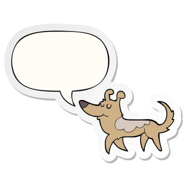 karikatür köpek ve konuşma kabarcık etiket