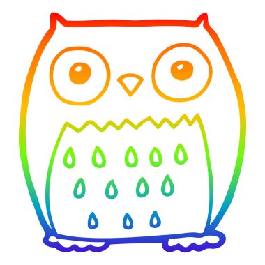 gökkuşağı degrade çizgi çizim karikatür baykuş