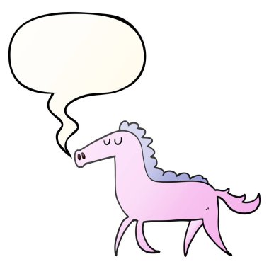 düzgün degrade tarzında karikatür at ve konuşma balonu