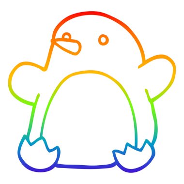 gökkuşağı gradyan çizgi çizim karikatür dans penguen