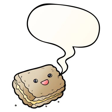 karikatür bisküvi ve konuşma balonu pürüzsüz degrade tarzında