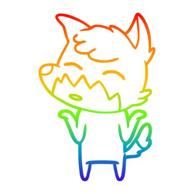 gökkuşağı degrade çizgi çizim karikatür tilki