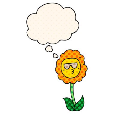 çizgi film çiçek ve çizgi roman tarzında düşünce balonu