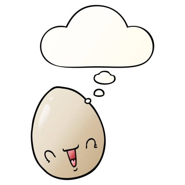 karikatür yumurta ve pürüzsüz degrade tarzında düşünce balonu