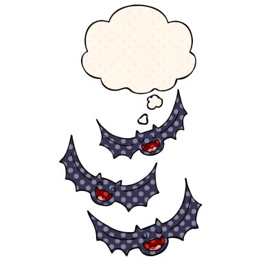 çizgi film vampir yarasalar ve çizgi roman tarzında kabarcık düşünce