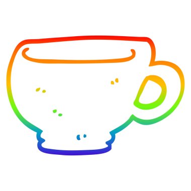 gökkuşağı degrade çizgi çizim karikatür fincan