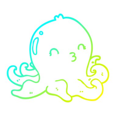 soğuk degrade çizgi çizim karikatür ahtapot