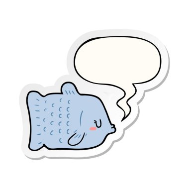 karikatür balık ve konuşma kabarcık etiket