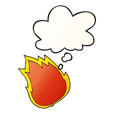 karikatür yangın ve pürüzsüz degrade tarzında düşünce balonu
