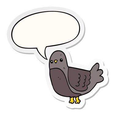 karikatür kuş ve konuşma kabarcık etiket