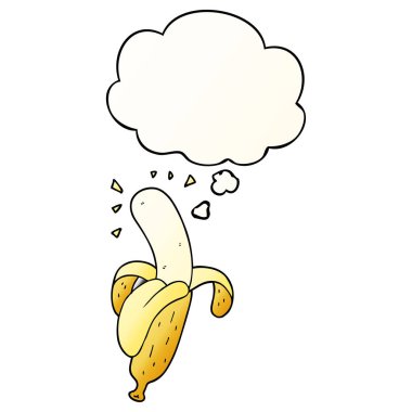 çizgi film muz ve pürüzsüz degrade tarzında düşünce balonu