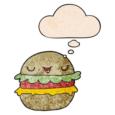karikatür burger ve grunge doku desen stil düşünce balonu