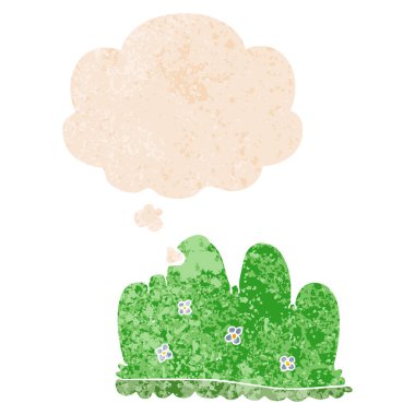 retro dokulu tarzda karikatür çit ve düşünce balonu