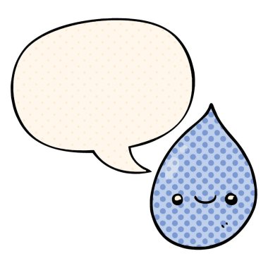 çizgi roman tarzında karikatür yağmur damlası ve konuşma balonu