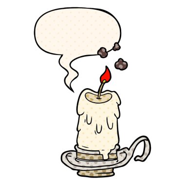 mumluk ve konuşma balonu içinde karikatür eski ürkütücü mum c