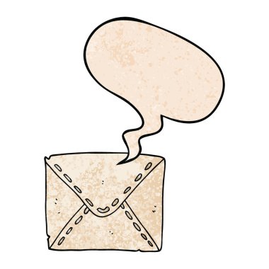 retro doku tarzında karikatür mektup ve konuşma balonu