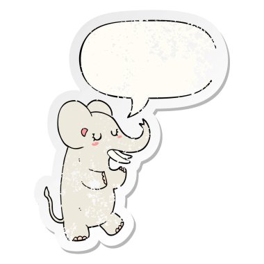 karikatür fil ve konuşma balonu sıkıntılı etiket