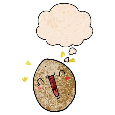 karikatür mutlu yumurta ve grunge doku desen s düşünce balonu