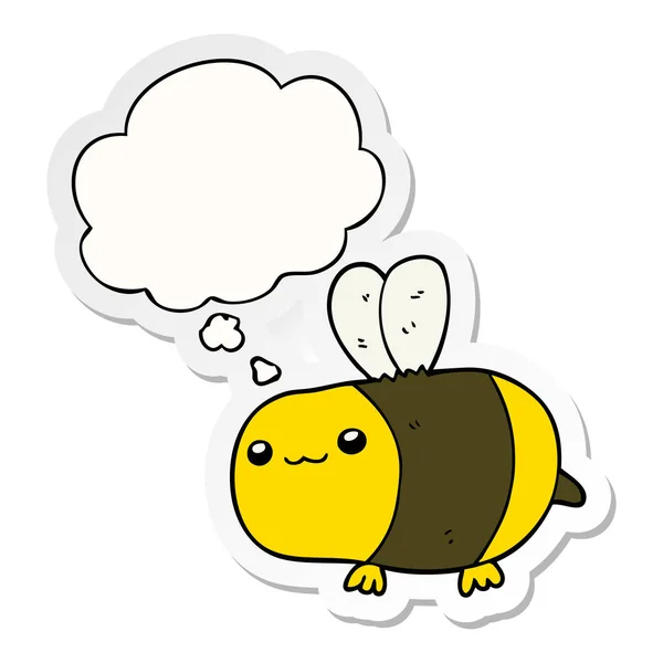 卡通蜜蜂和思想泡泡作为印刷贴纸 — 图库矢量图片