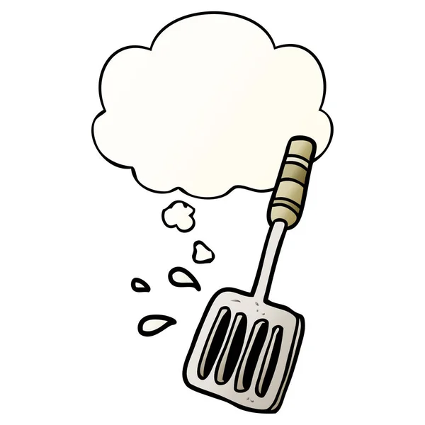 Spatule de cuisine dessin animé et bulle de pensée en dégradé lisse st — Image vectorielle