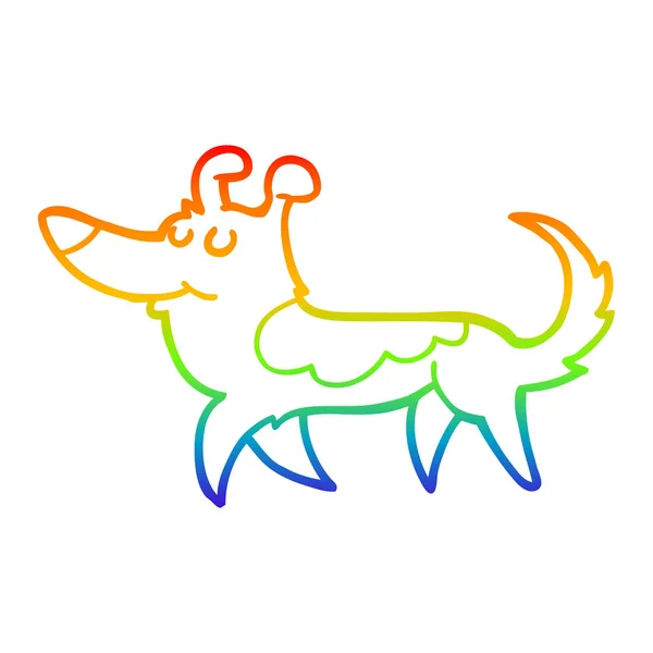 Linea gradiente arcobaleno disegno cartone animato cane — Vettoriale Stock