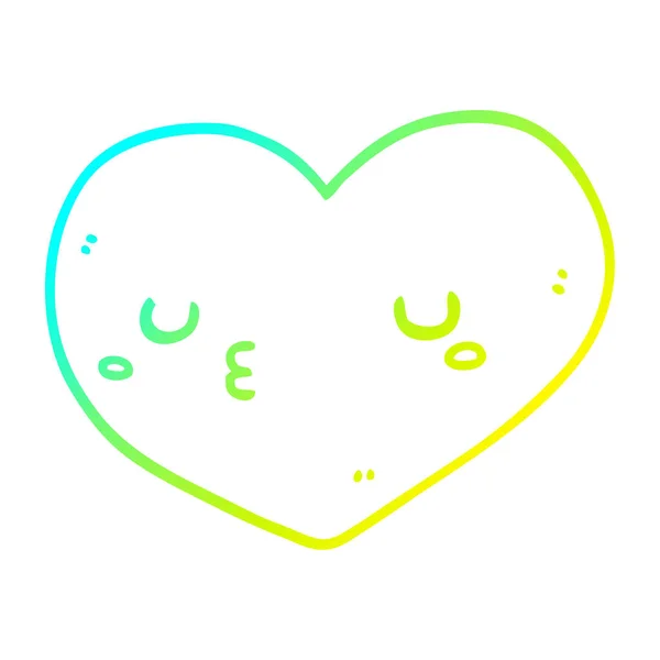 Froid gradient ligne dessin dessin animé amour coeur — Image vectorielle