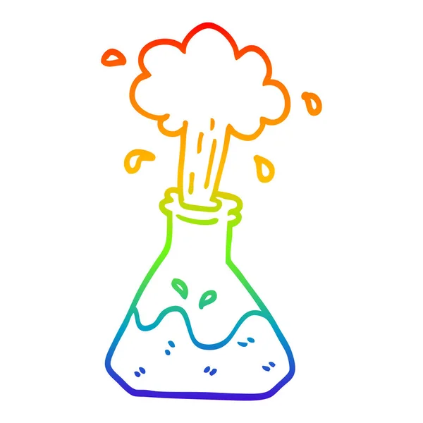 Regenboog gradiënt lijntekening cartoon science experiment — Stockvector