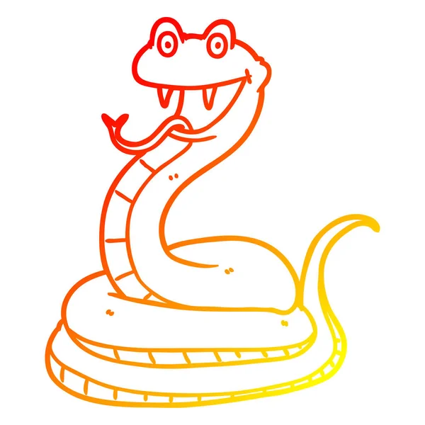 Línea de gradiente caliente dibujo de dibujos animados serpiente feliz — Archivo Imágenes Vectoriales