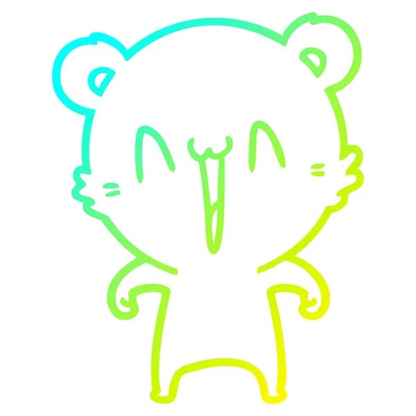 Línea de gradiente frío dibujo feliz oso polar de dibujos animados — Vector de stock